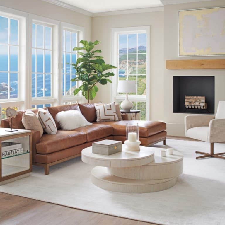 Bringing Warmth and Style with a Camel Leather Couch Living Room: 21 ...