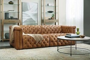 Bringing Warmth and Style with a Camel Leather Couch Living Room: 21 ...