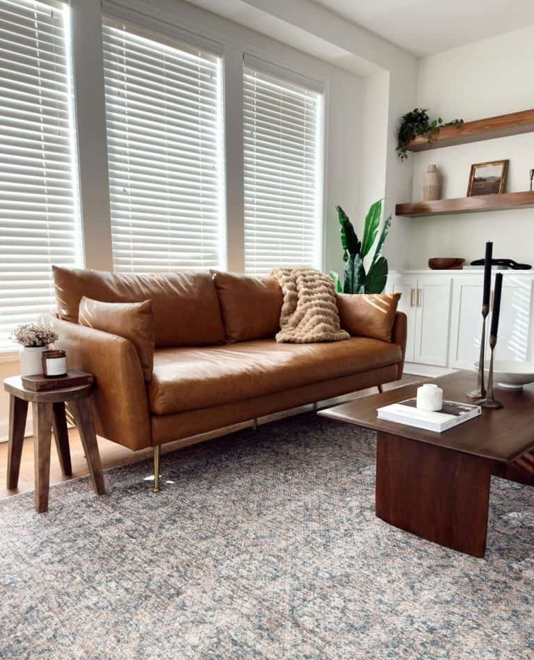 Bringing Warmth and Style with a Camel Leather Couch Living Room: 21 ...