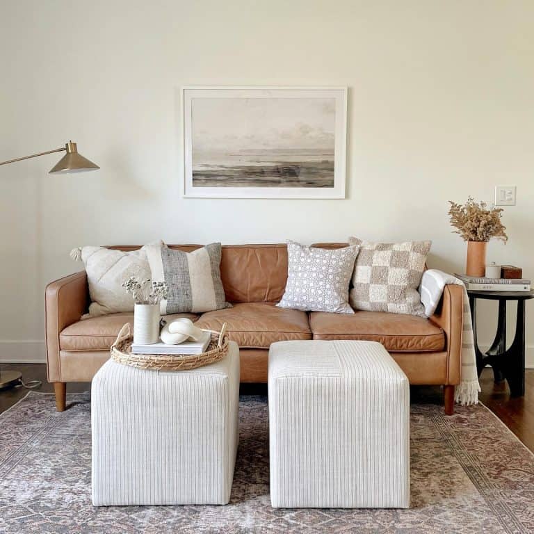 Bringing Warmth and Style with a Camel Leather Couch Living Room: 21 ...