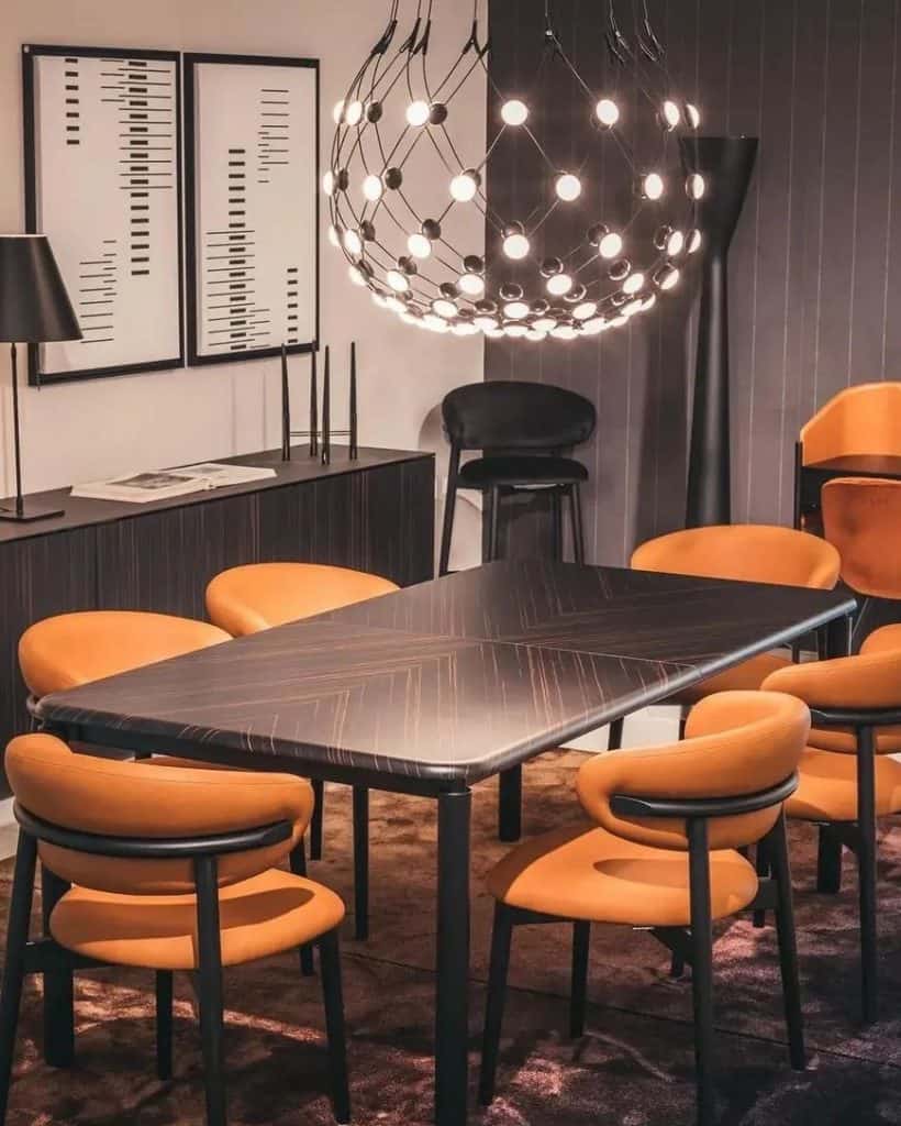 A_Modern_Dining_Room_with_Striking_Orang_