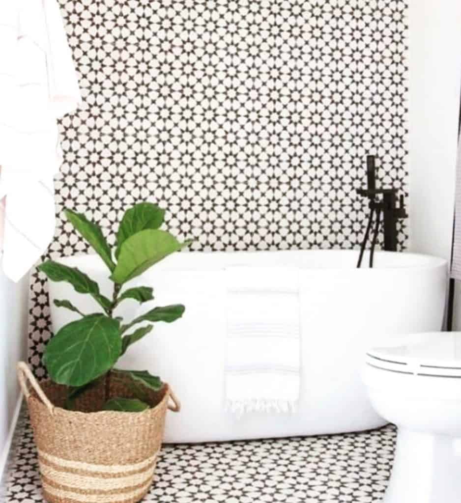 black and white tile bathroom