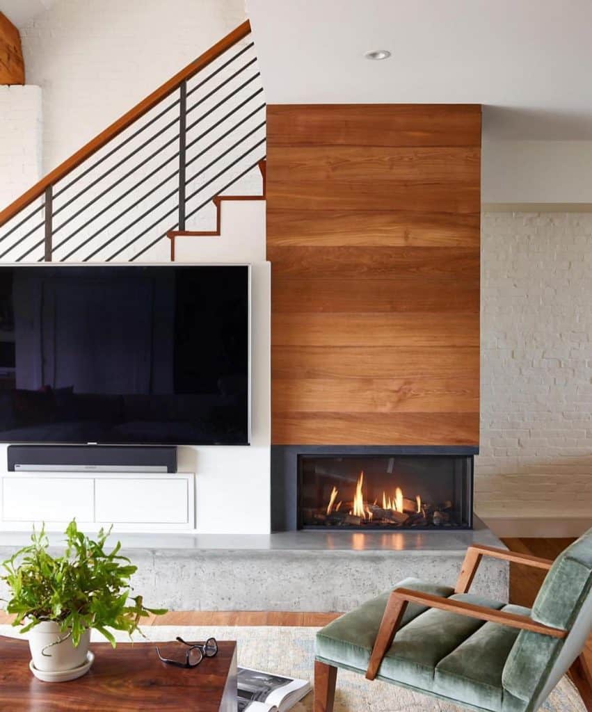 off center fireplace ideas