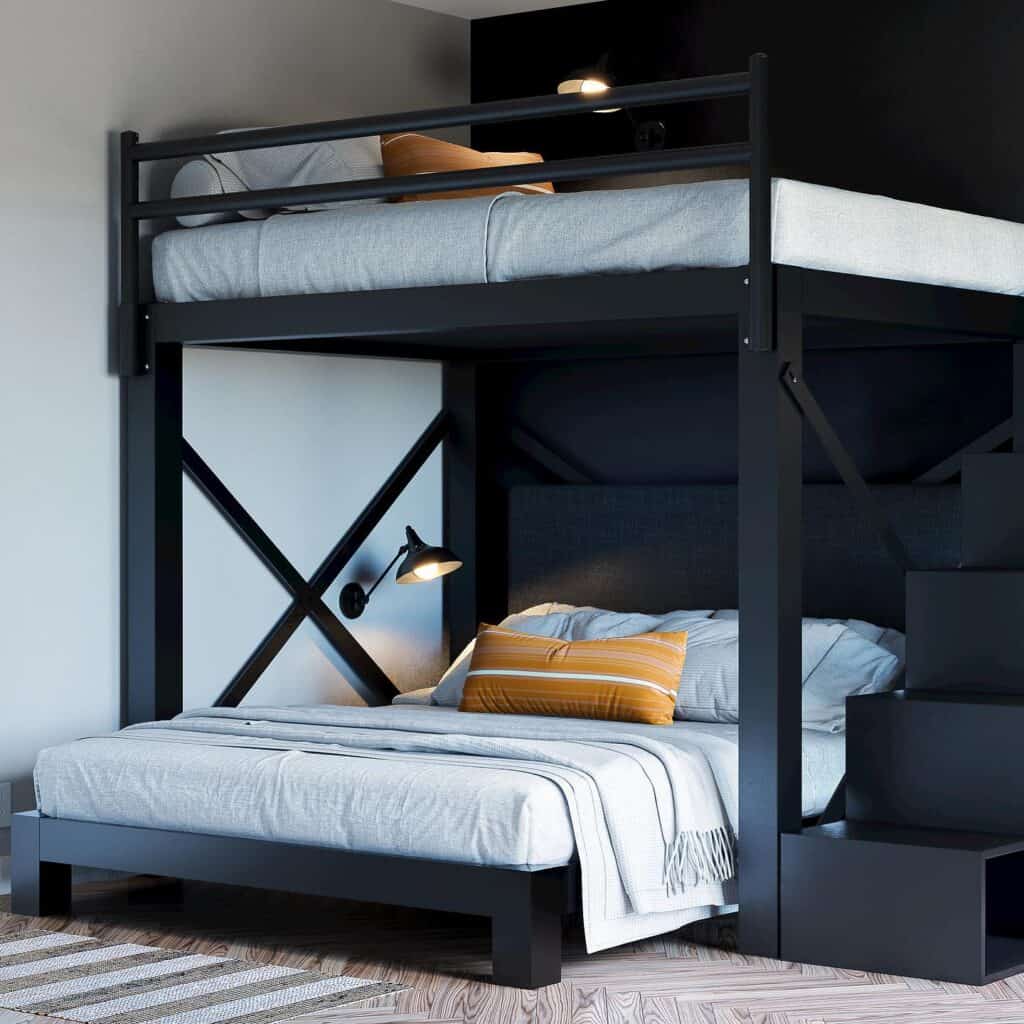 A_Stylish_Black_Twin_over_Queen_Bunk_Bed_