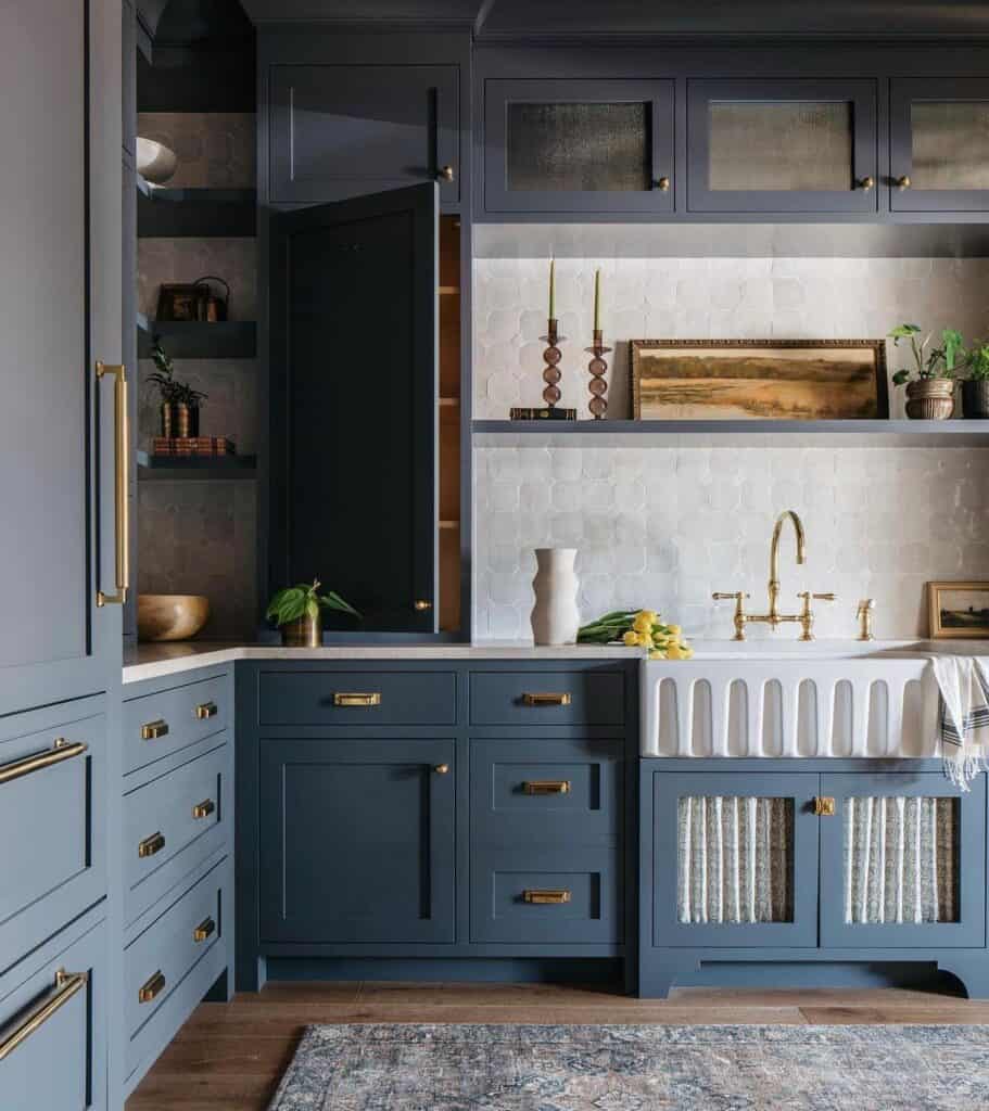 Farmhouse_Blue_Kitchen_Cabinets_with_Gla_2