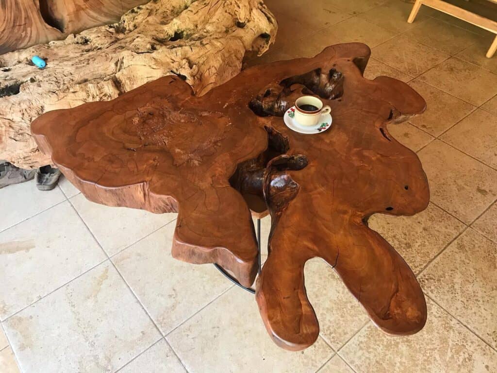 burl wood coffee table