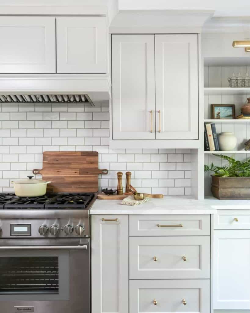 white subway tile with gray grout