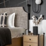 modern black accent wall bedroom