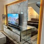 mirrored tv stand