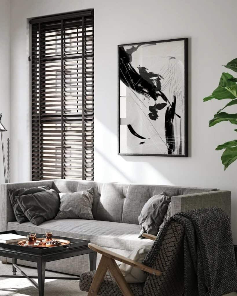 black and white living room