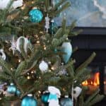 blue and white christmas tree decorations